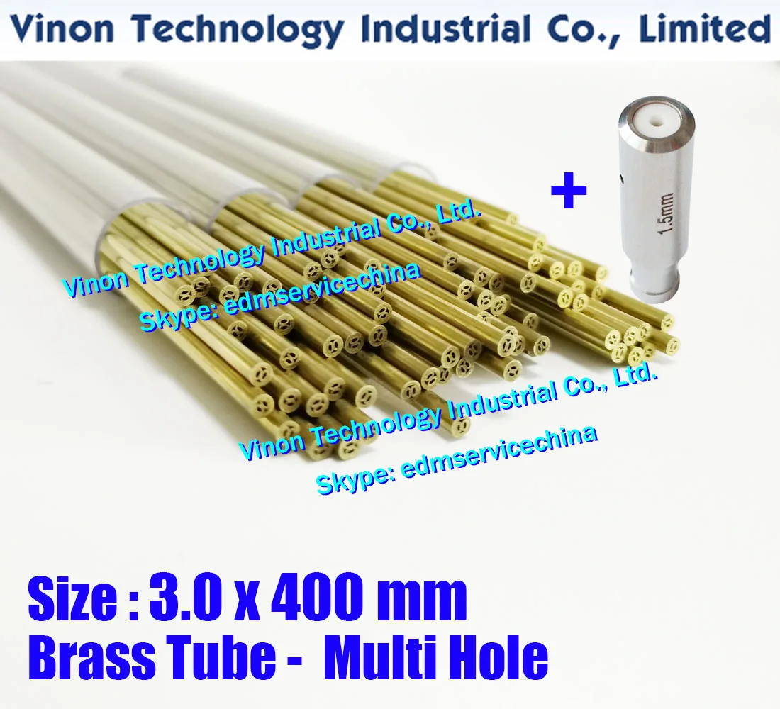 20PCS Brass Tube Multihole 3.0x400mm + 1PC Ceramic Pipe Guide Z140D Dia. 1.5mm used for small hole edm drilling machine