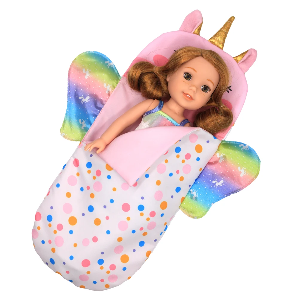 Saco de dormir para muñecas de 43cm, almohada de unicornio encantador, accesorios para muñecas recién nacidas, regalo de cumpleaños para niña