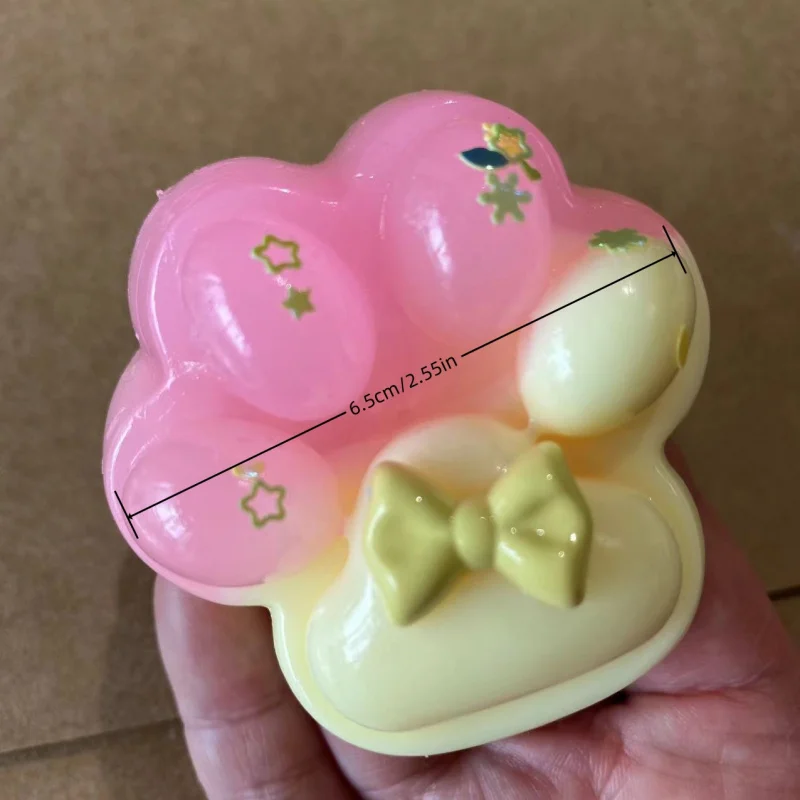 1pc kleurrijk kattenpootknijpspeeltje - zacht, decompressiebureauventilatiespeeltje met strik en sterren, ideaal voor studenten en volwassenen, perfect
