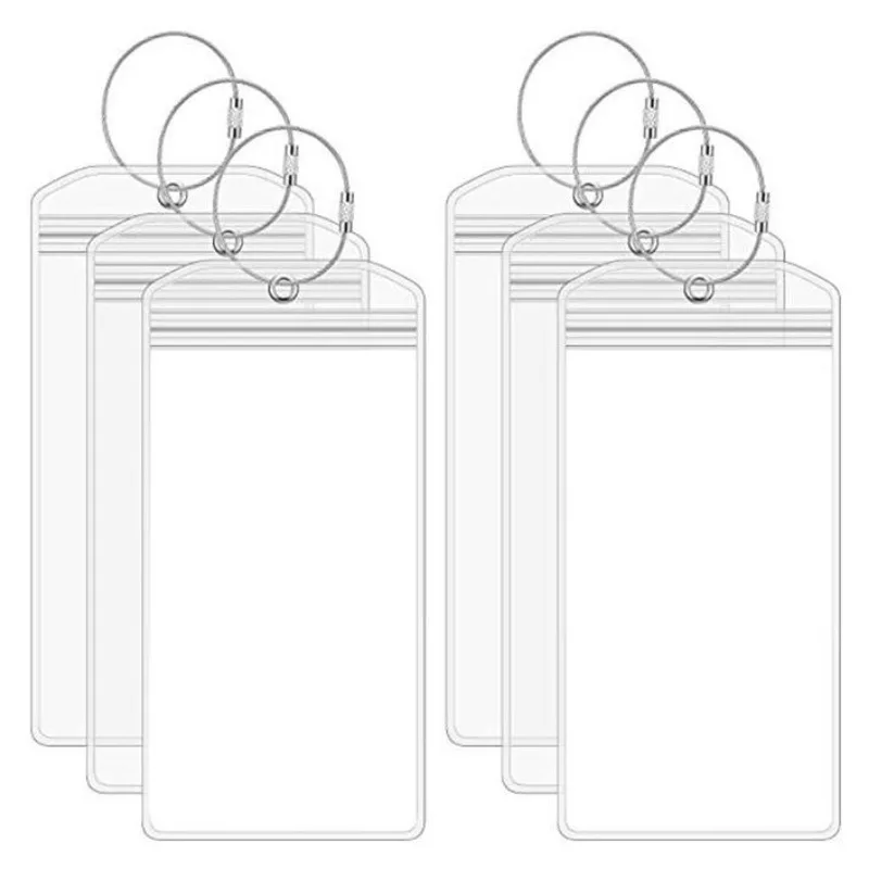 5pcs Cruise Luggage Tags Waterproof Self Sealing Transparent PVC Plastic Accessories Stainless Steel Ring Cruise Travel Tag