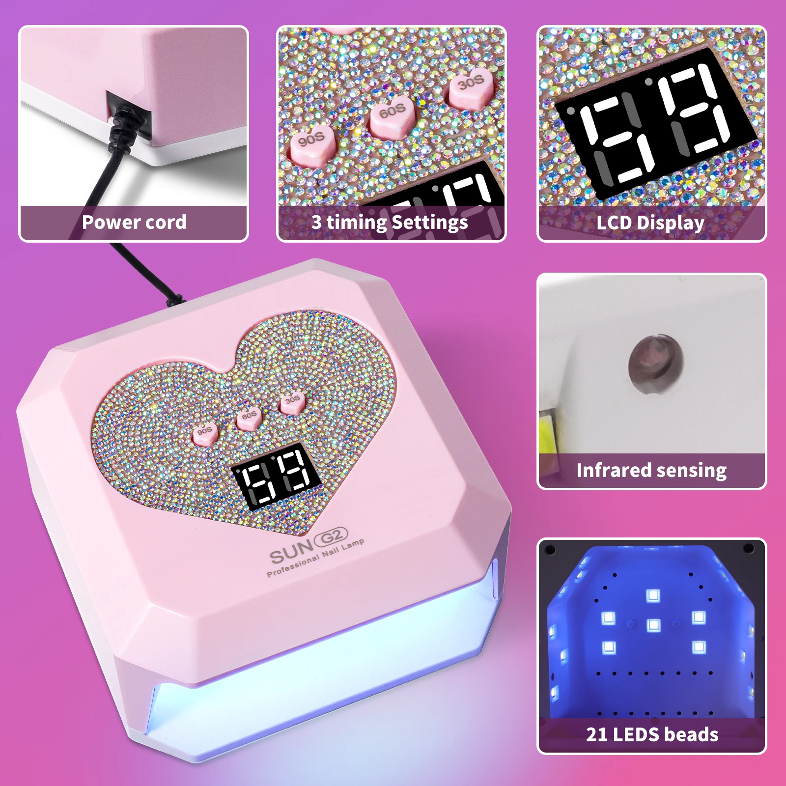 المحمولة مسمار مجفف مصباح الأشعة فوق البنفسجية ضوء للأظافر عيون حماية 21 المصابيح الأشعة فوق البنفسجية مصباح ل هلام طلاء الأظافر علاج مجفف المنزل صالون أداة USB #2