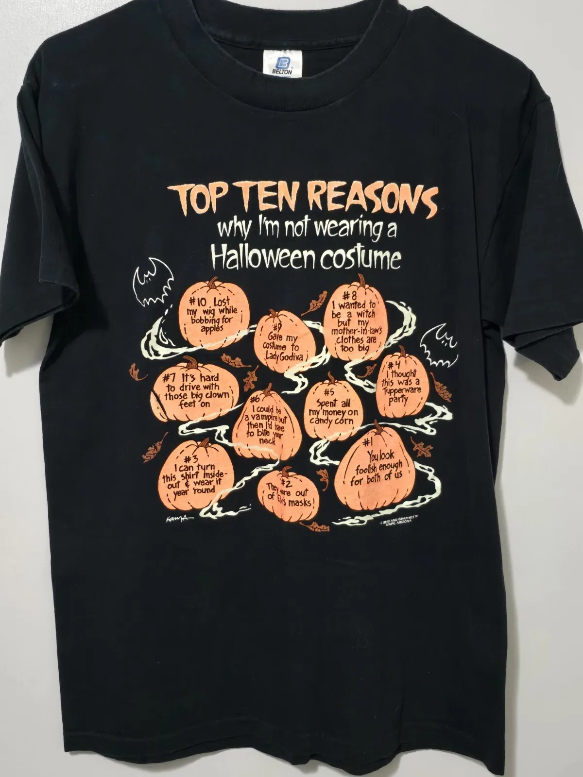 تي شيرت عتيق من التسعينيات يتوهج في الظلام للهالوين بغرزة واحدة مقاس كبير كبير الحجم زي حفلة مخيف خدعة أو علاج #3