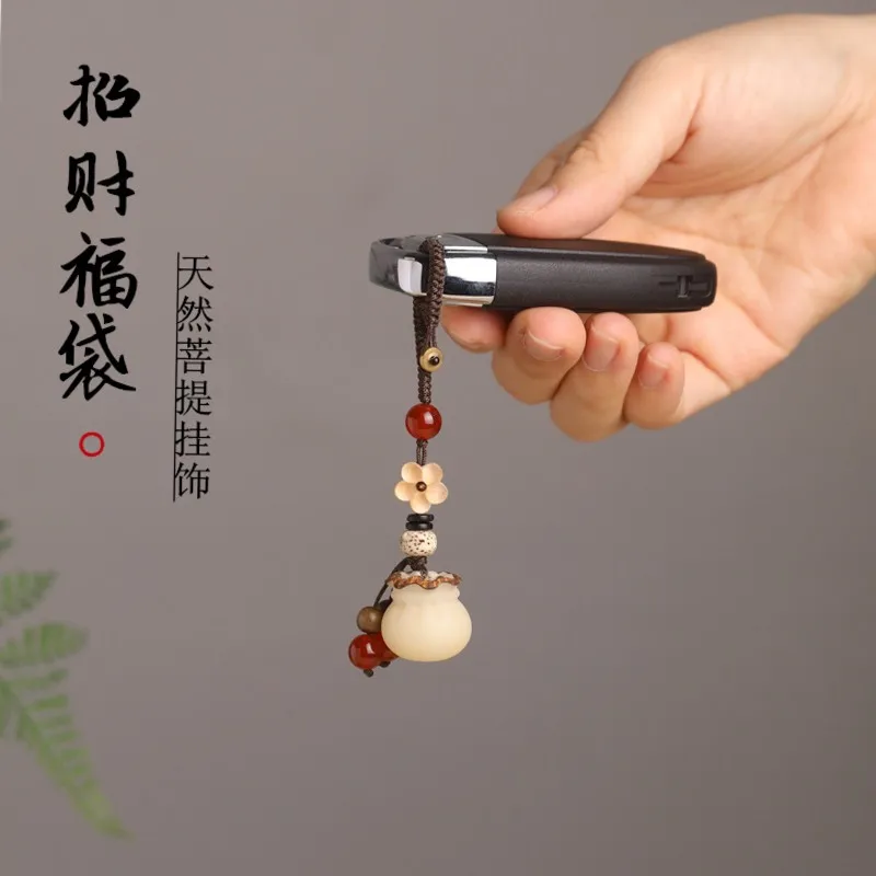 Bracelet Hand String Bodhi Root Money Bag Car Keychain Pendant Red Agate Boxwood Handmade Mobile Phone Chain Hanging Bag Hanging