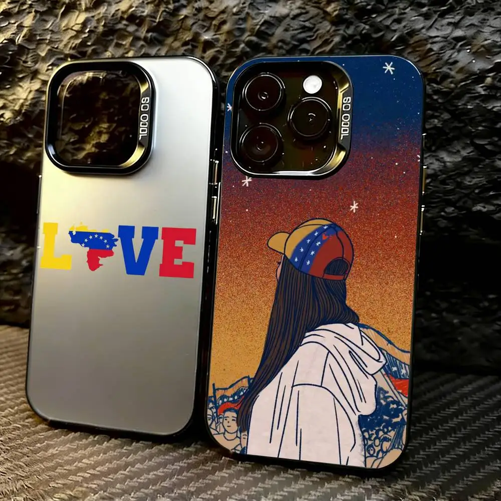 

Venezuela esthetic Art FLAG Phone Case For iPhone 17,16,15,14,13,12,11 Plus,Pro Max,XS,Colorful Silver Phone case Funda Cover