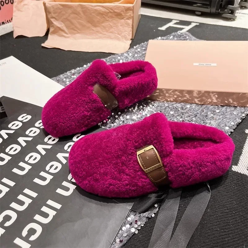 Hot Sale Shoes for Women 2024 New Korean Style Fashionable Women's Plush Slippers Comfortable and Warm Winter Cotton Slippers