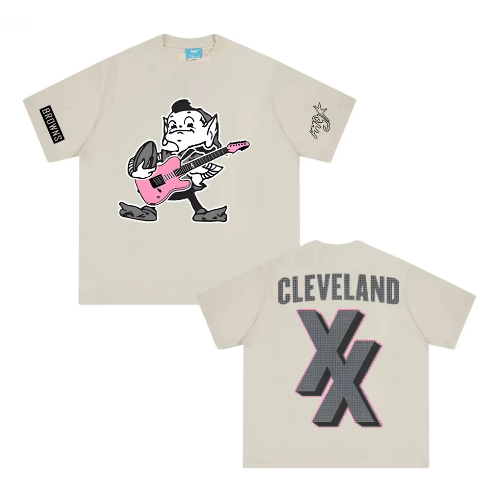 تي شيرت Mgk X Cleveland Browns تي شيرت Mgk للمغني بنفس النمط عالي الجودة 100% قطن مريح Camisetas تي شيرت صيفي Harajuku