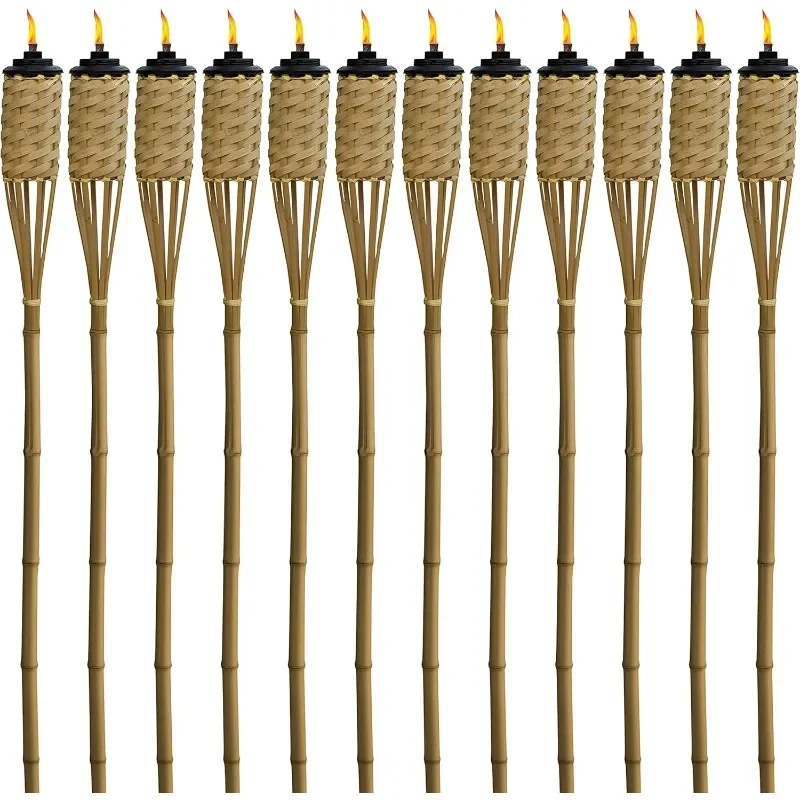 home.Brand Weather Resistant Coated Torch, Outdoor Décor for Home, Garden, Patio 12-Pack 57 in Bamboo, 1120116, Pack of 12, Natu