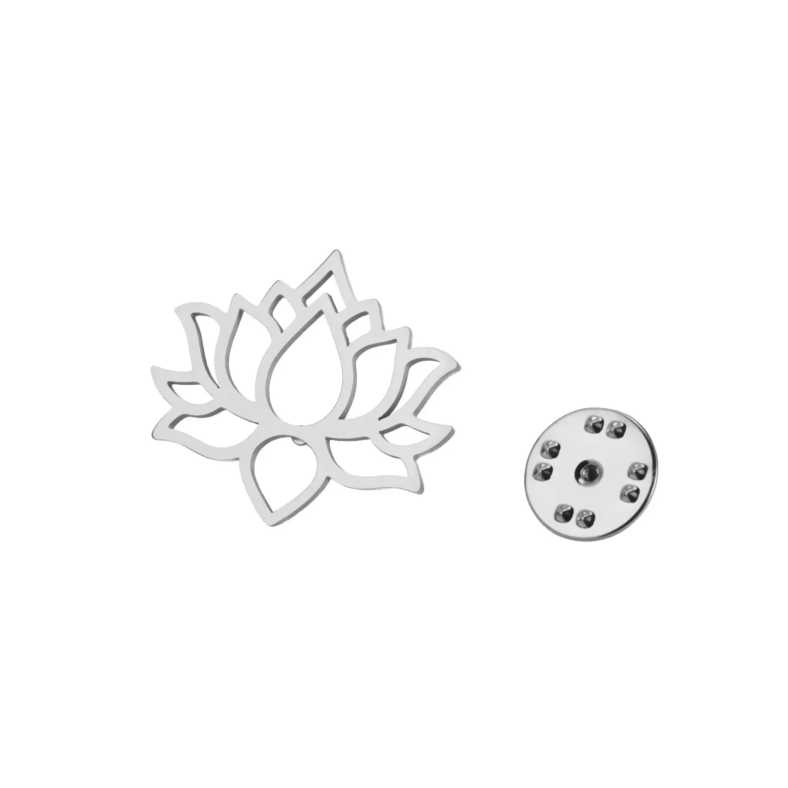 Dreamtimes Broche de flor de loto, joyería espiritual intrincadas de acero inoxidable para mujeres y accesorio de símbolo para meditación de yoga