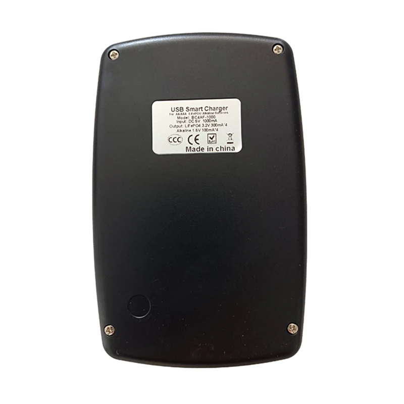 Carregador de Bateria Smart USB para Baterias Recarregáveis, AA, AAA, AAAA, 1.5V, Alcalinas, 14500, 10440, 16340, 10440, 3.2V, Carga LiFePO4, 4 Slots