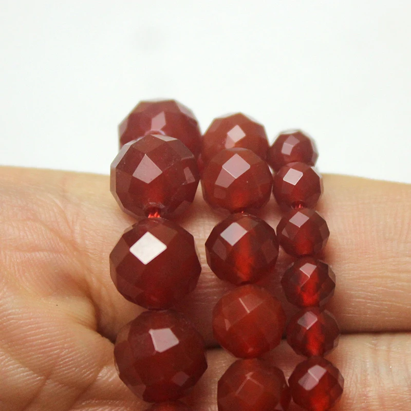 Natural Stone Red Carnelian Agates Round Gem Cut Beads 15\