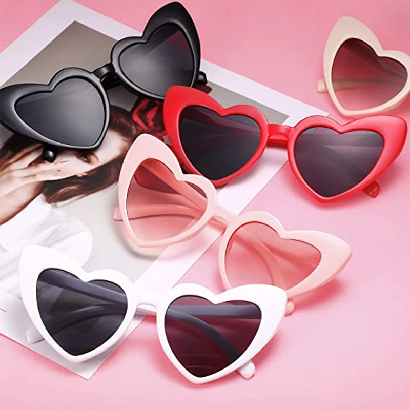 

Adult Outdoor Heart-shaped Sunglasses Vintage Kids UV400 Eye Protection Sun Eyewear Outdoor Cat Eye Frame Sports Goggle Shades