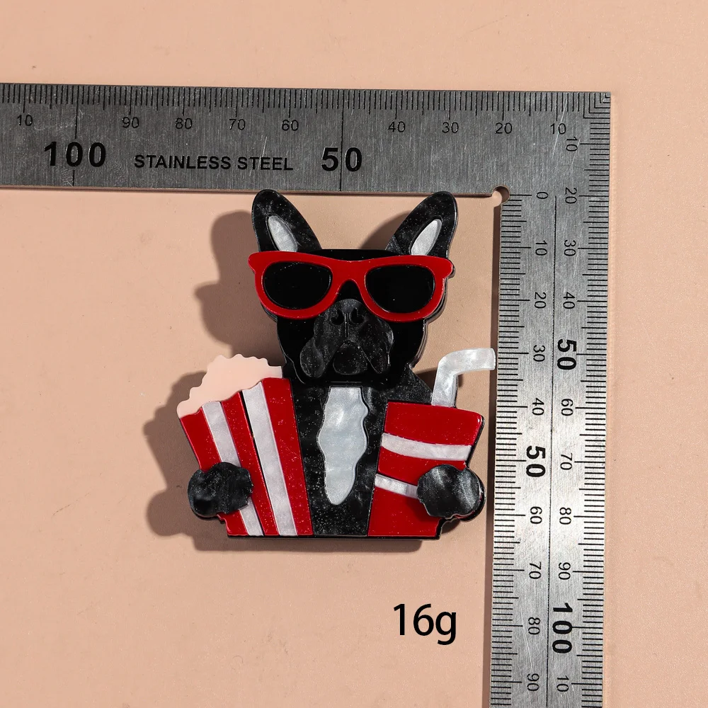 New Acrylic Cute Glasses Pet Dog Brooches for Women Lovely Cartoon Animal Cocker Spaniel Pins Lapel Badges Fashion Jewelry Gifts