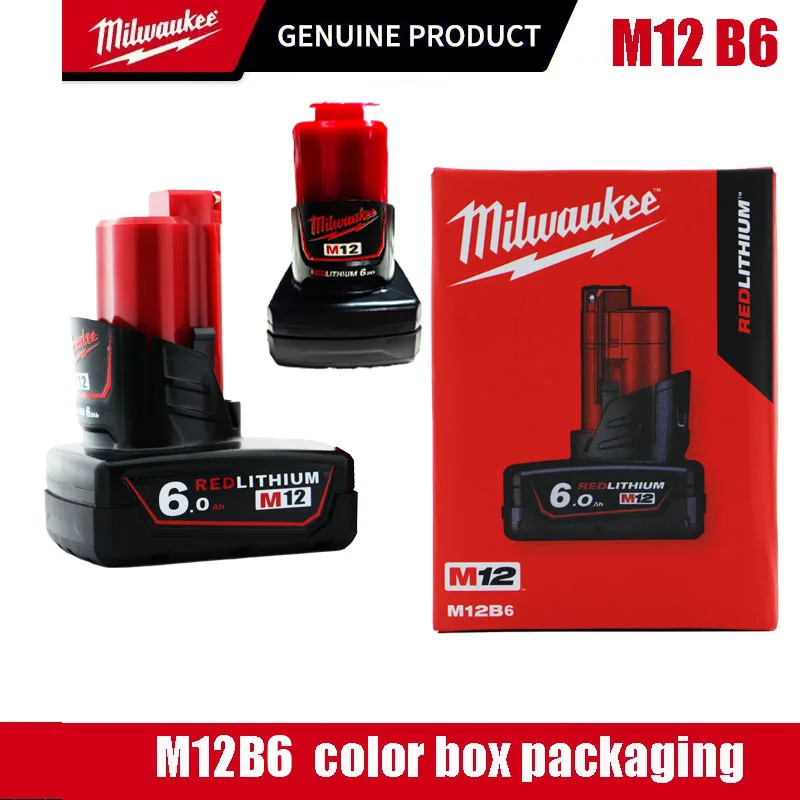 

Milwaukee 12V Battery, Comes with Packaging Color Box 12V Battery M12B6 6000mAh Rechargeable tool battery M12 Hot Promotion