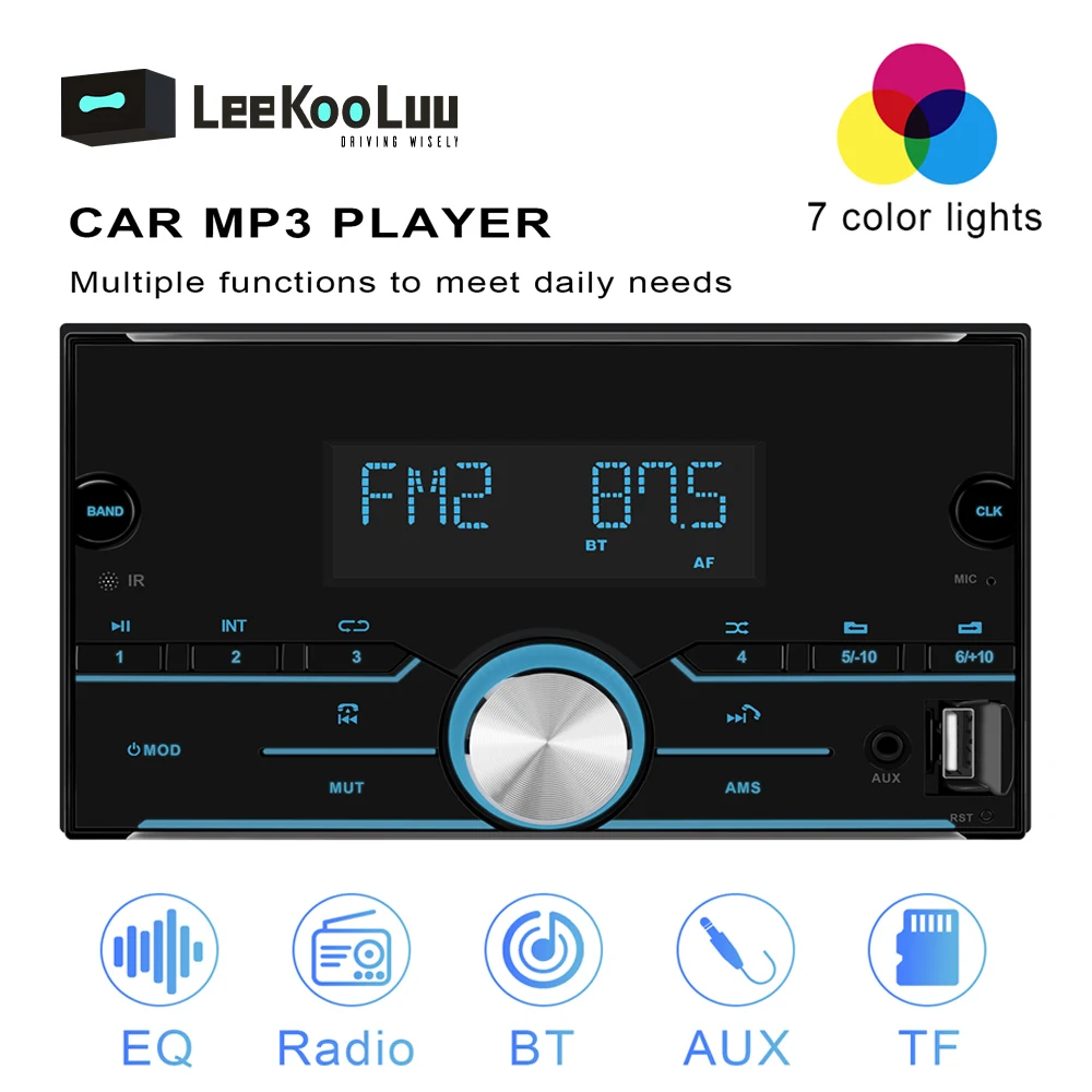 LeeKooLuu 2Din Car Radio Stereo Remote Control Bluetooth Audio Music Universal 2 Din Car MP3 Player USB/SD/AUX-IN For Nissan VW