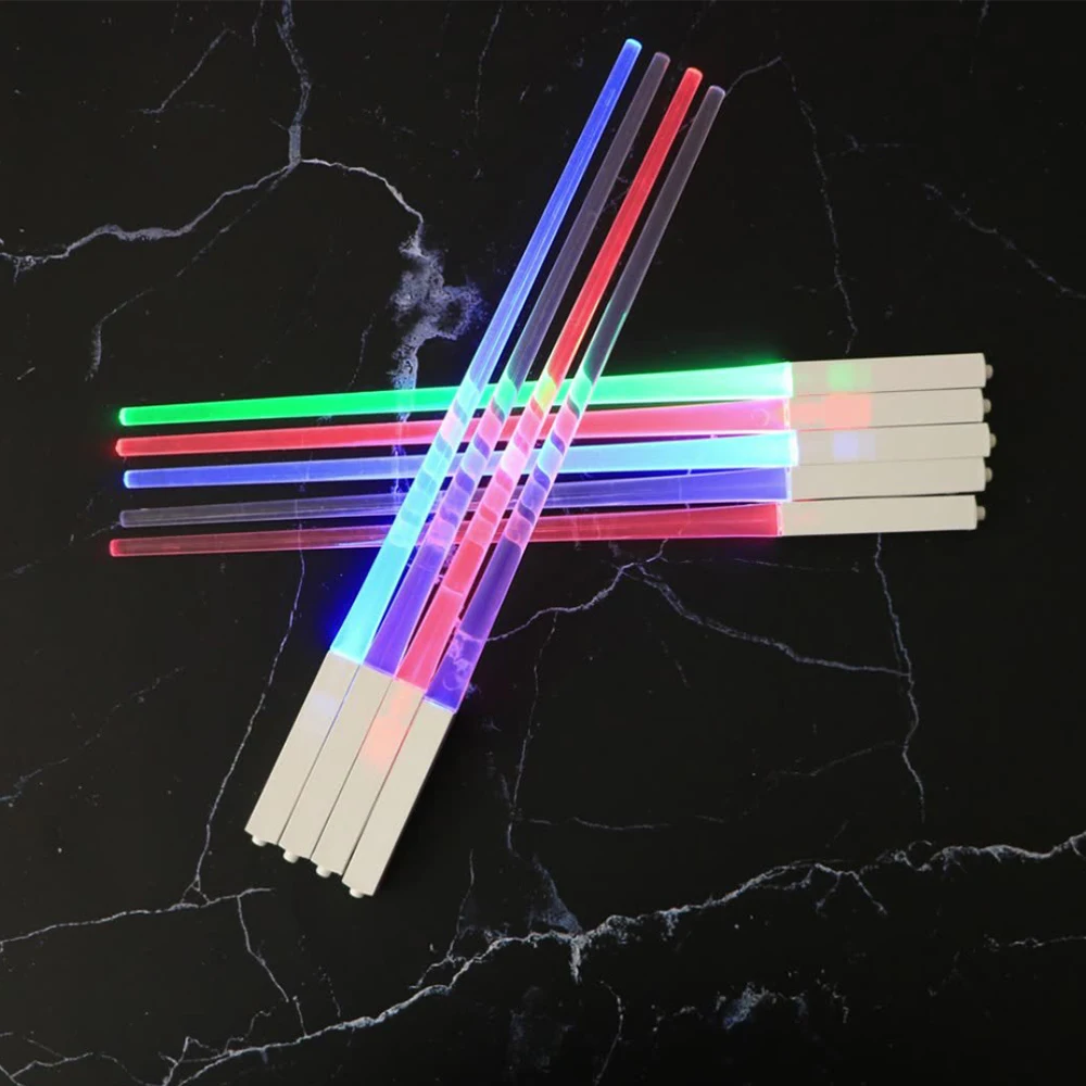 1Pair LED Lightsaber Luminous Chopsticks Detachable Washable Reusable BPA Free Tableware For Kitchen Dinner StarWar Theme Party