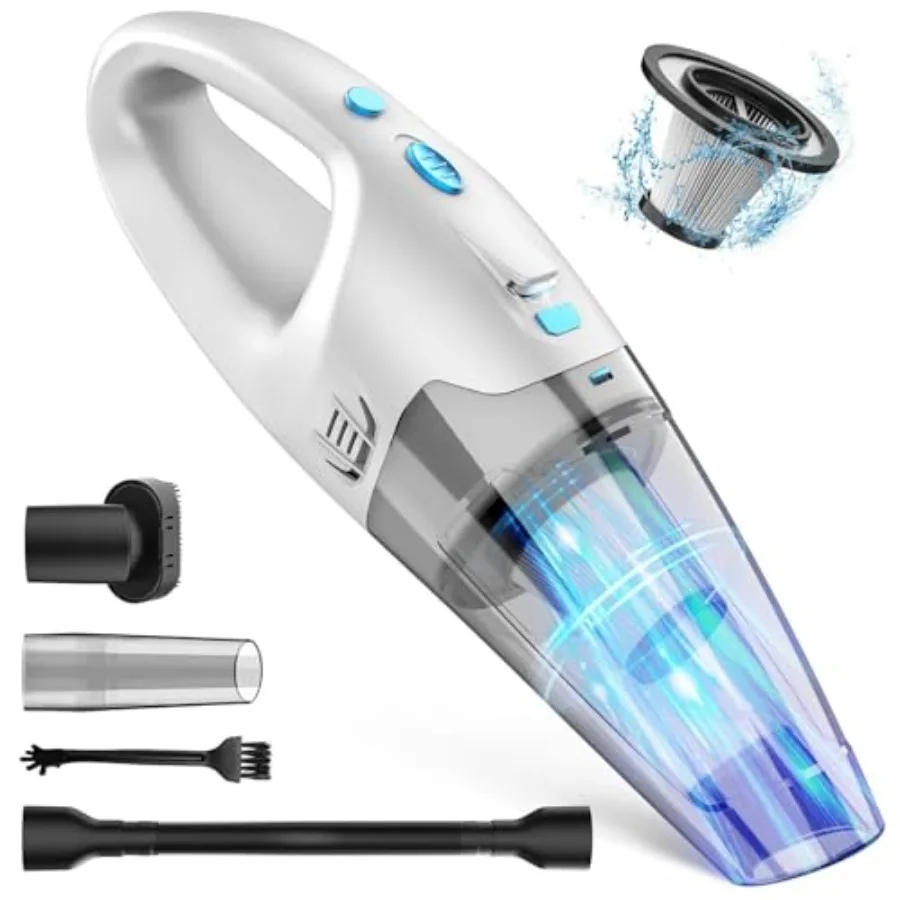 Handheld Vacuum CordlessCar Cordless Rechargeable 6KPA Powerful Suction Hand Held Vacuum with LED Light/Multi Accessories 1.6lb