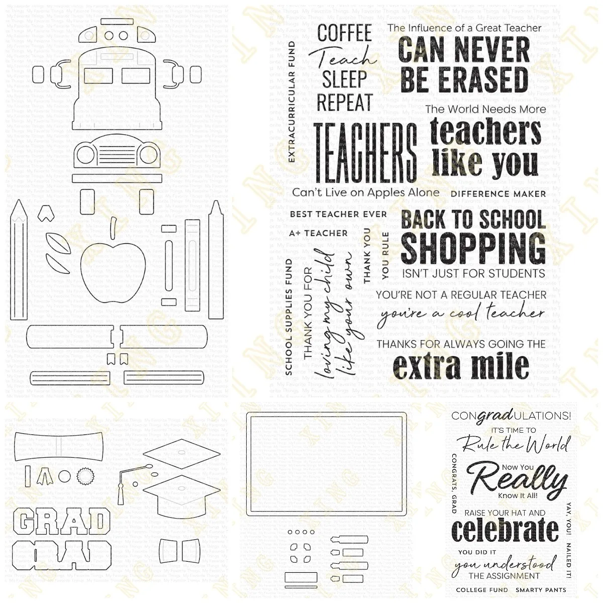 

New Back to School Grad Metal Cutting Dies Clear Stamps Scrapbook Diary Secoration Embossing Template DIY Greeting Card Handmade