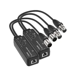 Dante 2 Channels Balanced Unbalanced XLR Analog Audio Extender over cat6 cable up to 100m 328ft support POE