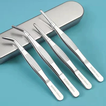 ステンレス多機能鋼エルボピンセット水族館クリップロングトング医療ピンセット鉗子ペット給餌ツールノンスリップ