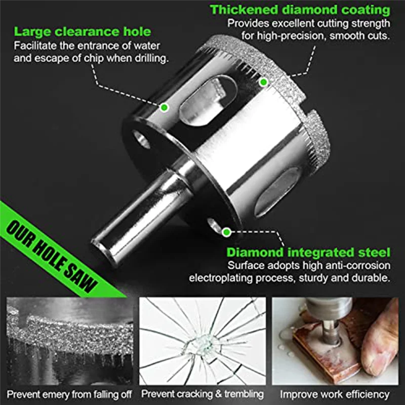 

17 PCS Drill Bits Sets Hollow Drill Set With Double Suction Cups Guide Jig Fixture From 4Mm-83Mm
