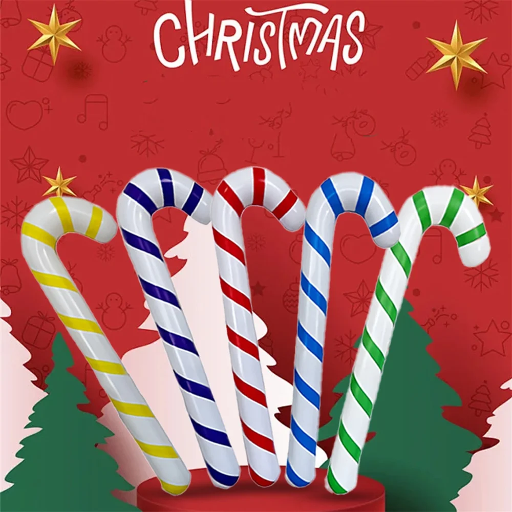 Inflatable Christmas Colored Candy Canes Christmas Balloons Xmas Tree Hanging Ornament Stripe Crutches Balloon New Year