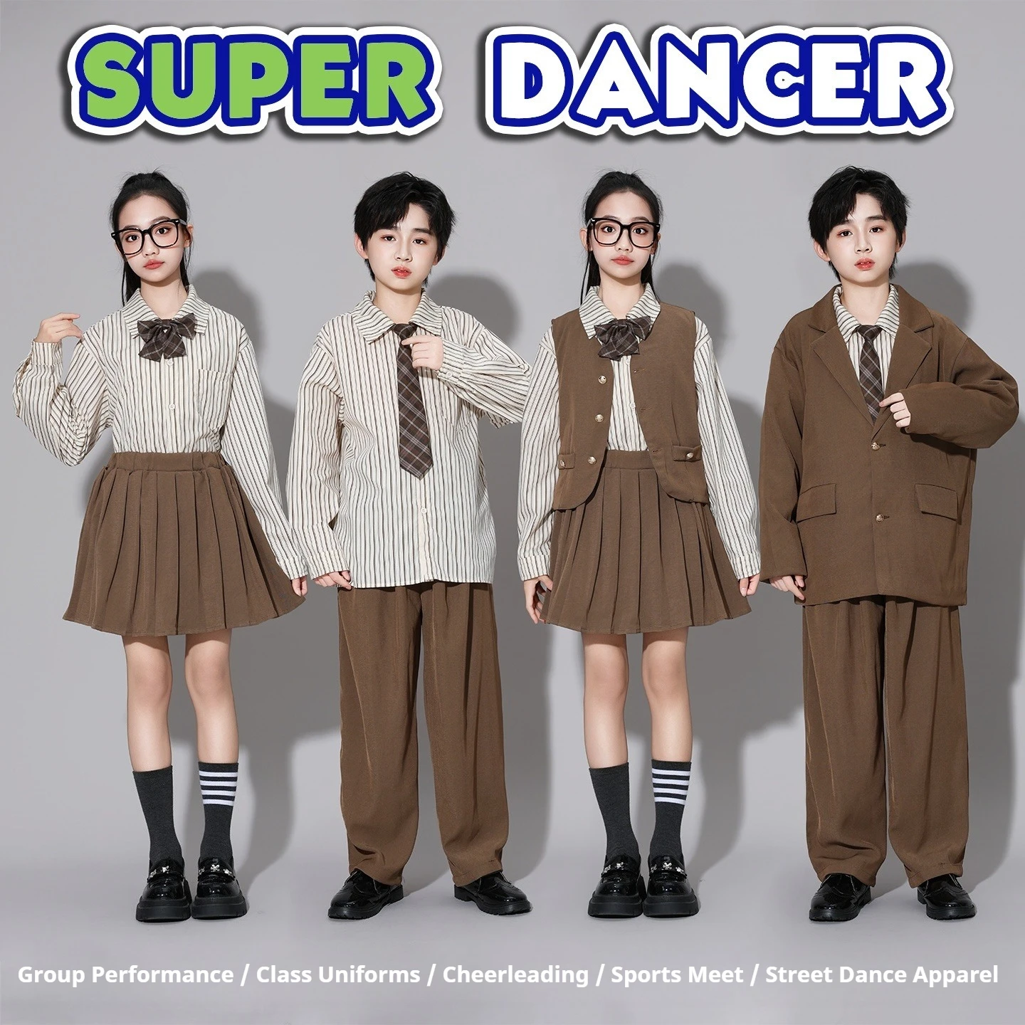 School Kids Suit Choir Performance Academic Blazer & Shirt Set Students Uniforms Formal Teen Boys Girls Clothes Set Group Wear