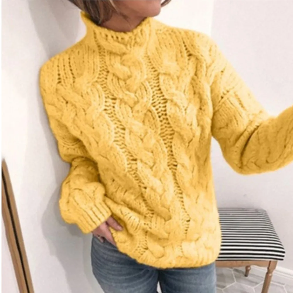 

Новый осенне-зимний женский пуловер с высоким воротом, свитер с длинными рукавами, элегантный модный повседневный универсальный женский свитер, пальто
