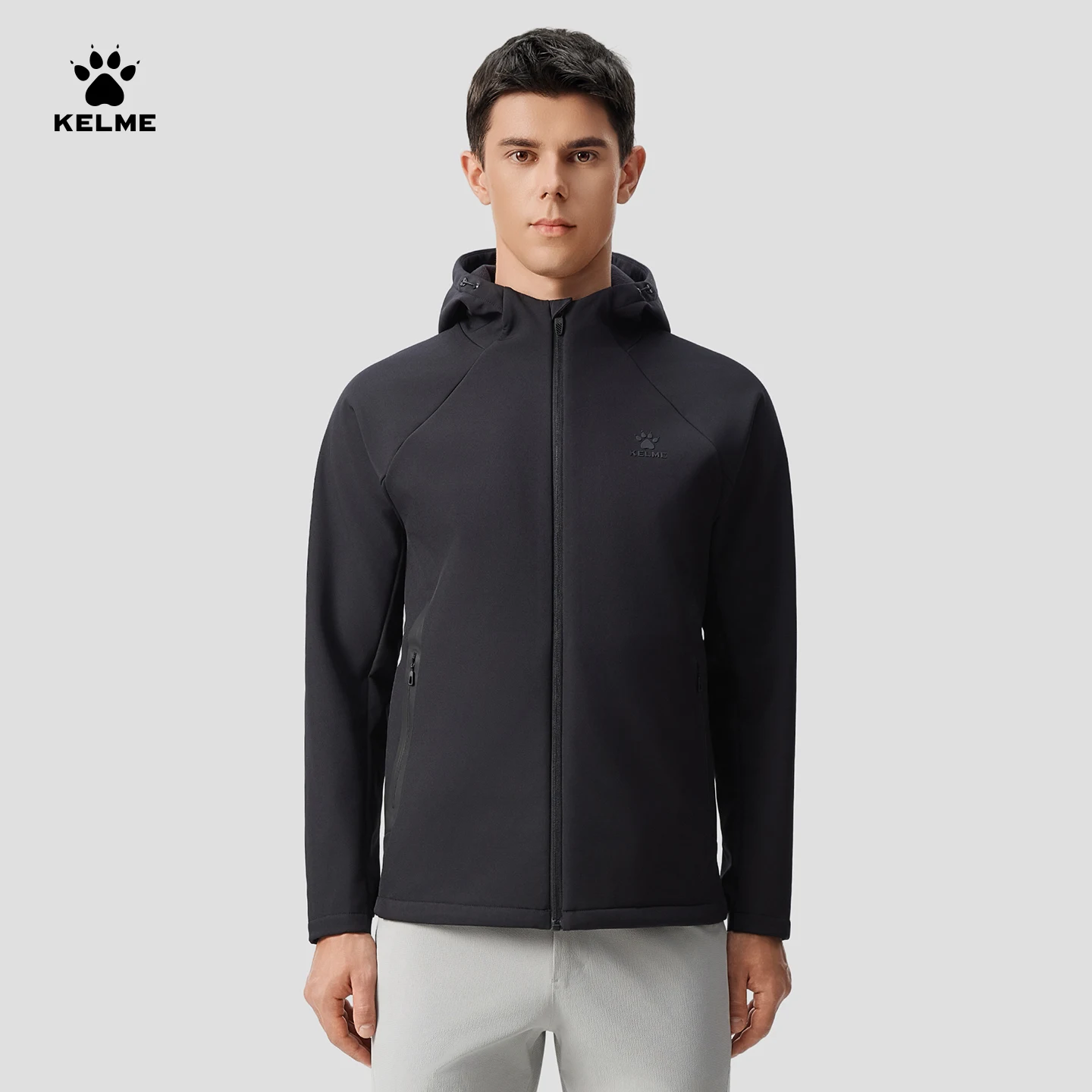 

Kalme Men's Multi Functional Training Soft Shell Jacket Outdoor Running Waterproof Jacket With Velvet Inner Coat Windbreaker