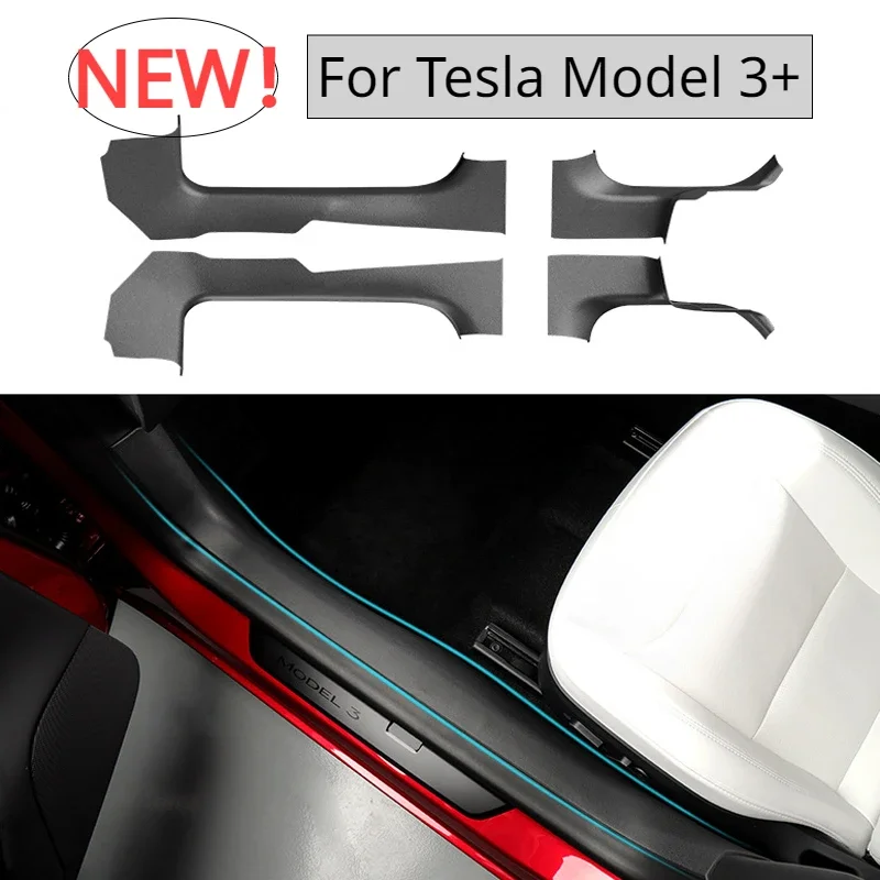 Front Rear Door Sill Pad for Tesla Model 3+ Welcome Pedal Threshold Strip Central Control Side Guards New Model3 Highland 2024