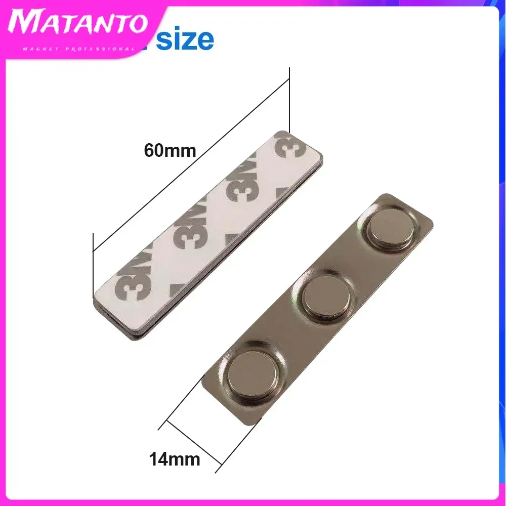 60*14mm Super Strong NdFeB Magnet Magnetic Badge Accessories Three Magnets Custom Badge Brooch Magnetic Buckle 3M Tape