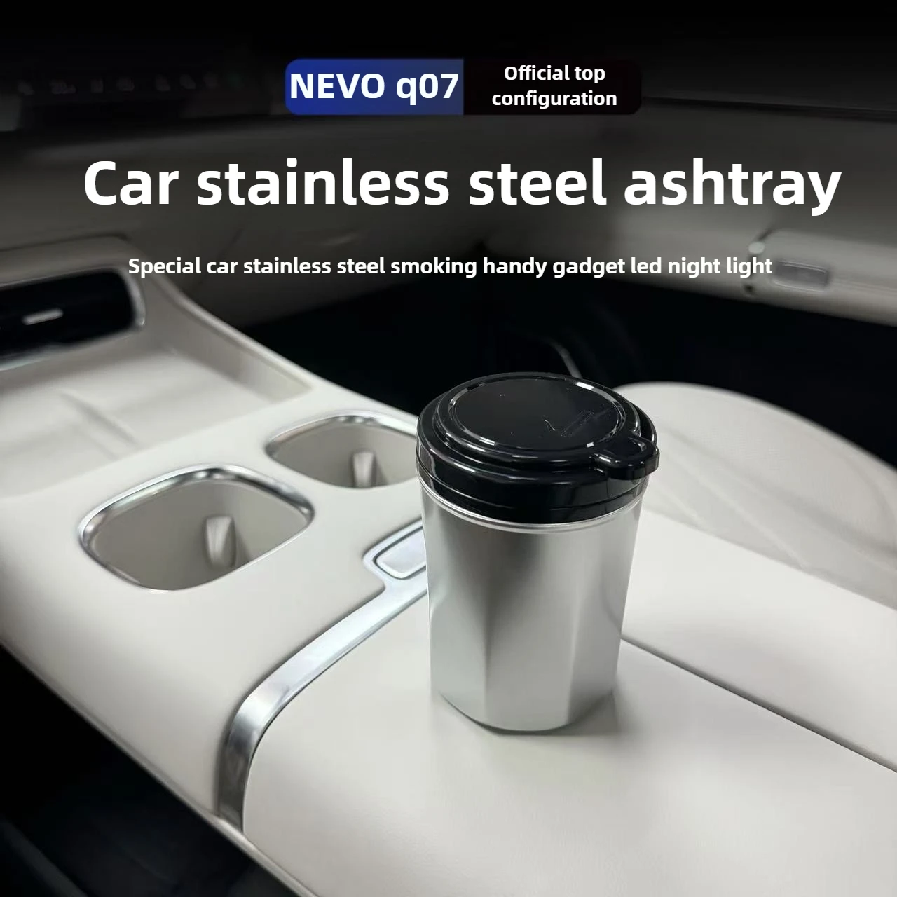 Cangkir Asbak Rokok Mobil Lampu LED Portabel Cangkir Abu Rokok Baja Tahan Karat Dapat Dilepas untuk Changan NEVO Q07 Aksesori Mobil