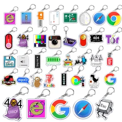 Cartoon Programming 404 Network Error Key Chain for Accessories Bag Pendant Keyring Chains Car Keychains Gift Creative Llaveros