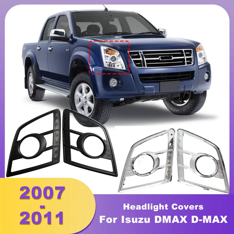 

ABS Chrome Front Headlight Covers Frame Headlamp Trim Lamp Hoods For Isuzu DMAX D-MAX 2007 2008 2009 2010 2011 Pick Up