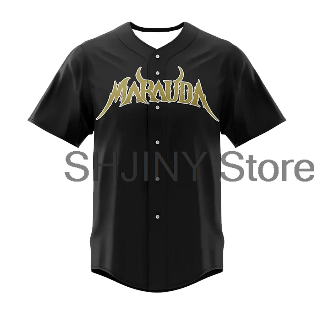 Marauda Jersey Baseball Jacket Shirts V-Neck Short Sleeve Button-up Tops Women Men Streetwear Hip Hop Clothes