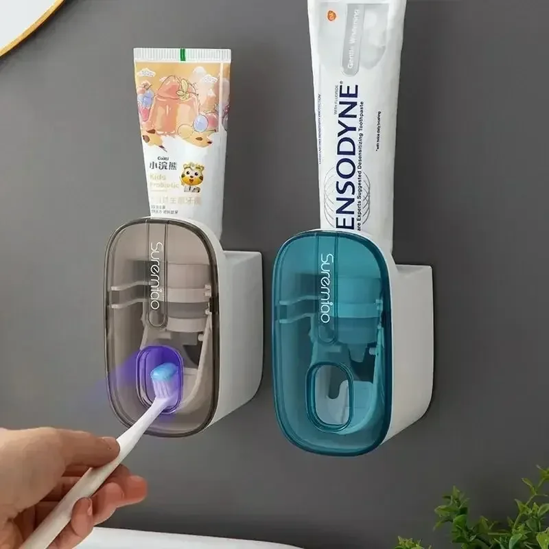 

Toothpaste Dispenser Bathroom Accessories Wall Mount Lazy Toothpaste Squeezer Toothbrush Holder
