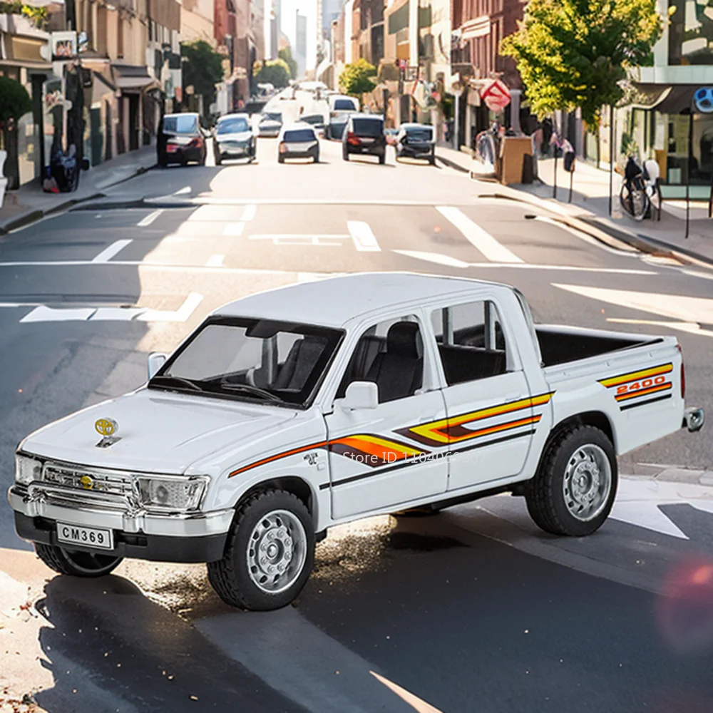 1:32 Hilux Mammoth Pickup Toy Models Alloy Diecast Mini Off-road Vehicle Sound Light Pull Back Doors Opened for Children Gifts
