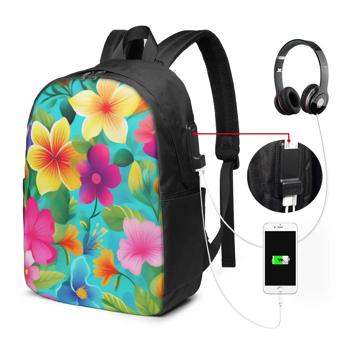 Tropical Blossom Harmony Backpack Travel Notebook Bag Computer College Student School Bag Laptop Shoulder Bags for Men Women