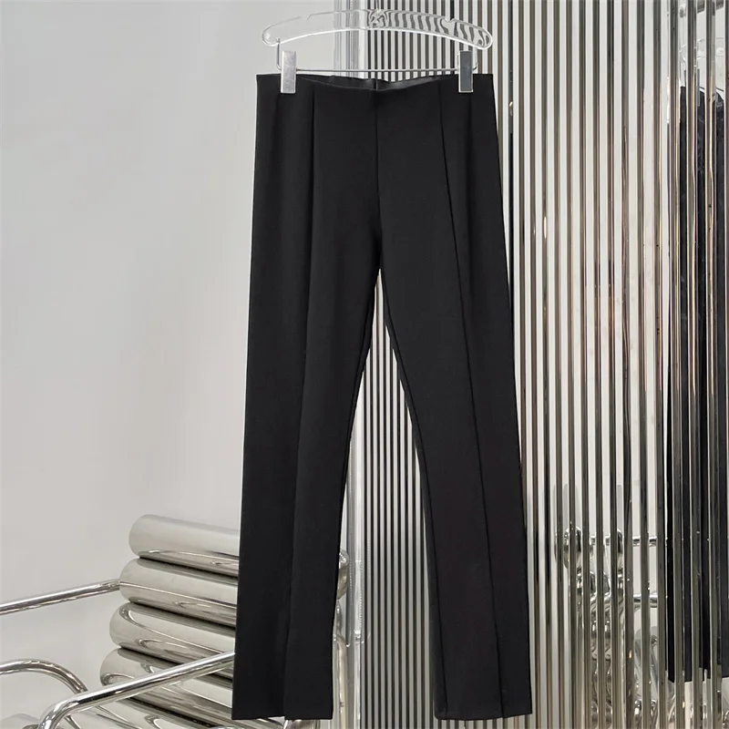 Women's pants New low rise slim fit straight leg pants for summer 2026 Front slit design casual cropped pants straight leg pants