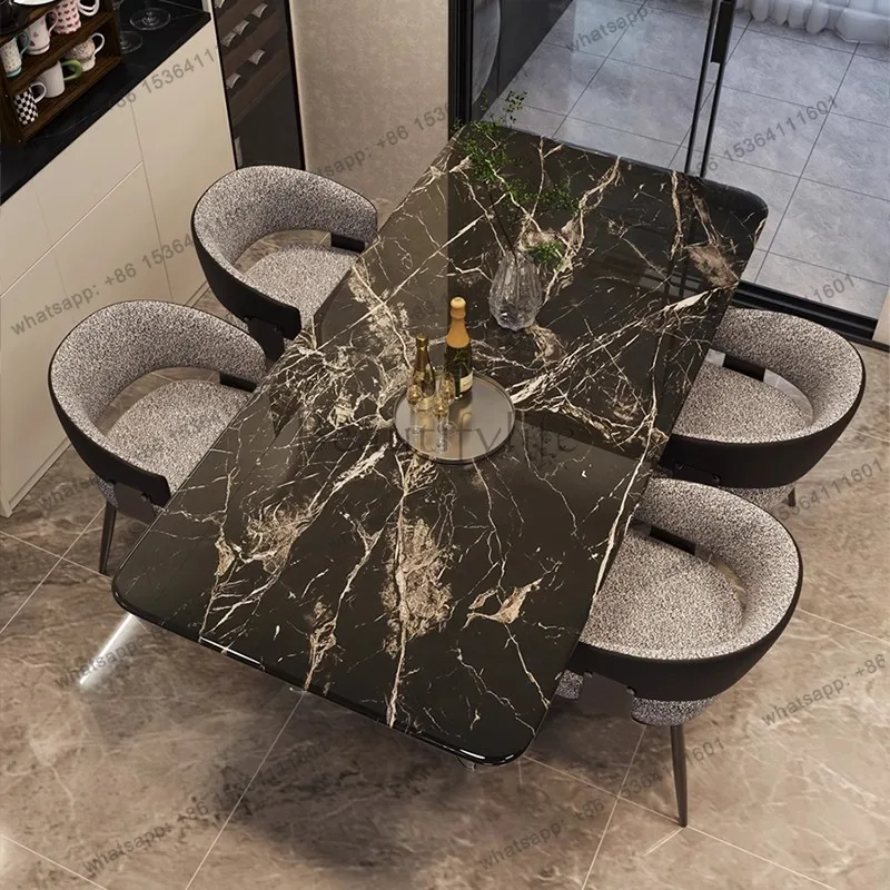 Italian light luxury marble dining table modern leisure home dinner table
