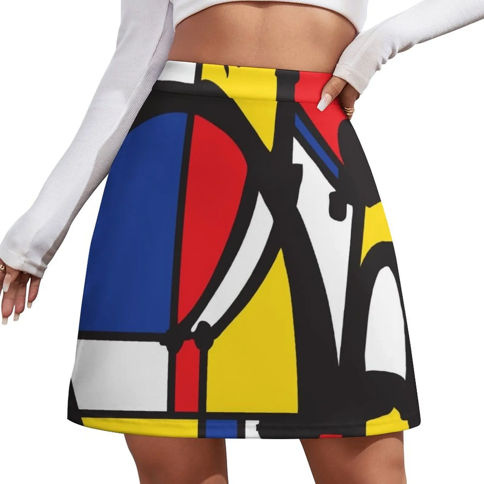 

Mondrian Bicycle art Mini Skirt Womens dresses japanese fashion Women's summer dress Mini Skirt