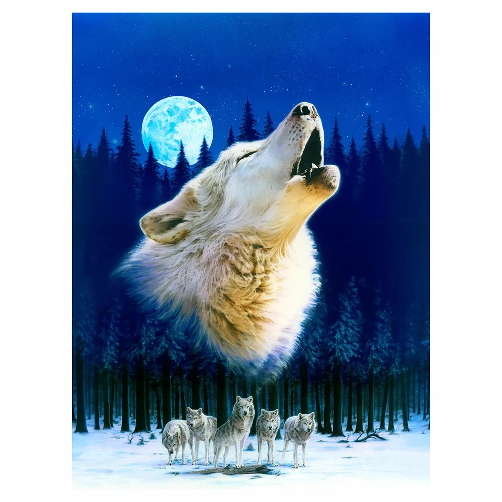 

KamyYi 5d diamond painting howling wolf mosaic handmade full square/round diamond embroidery household decoration