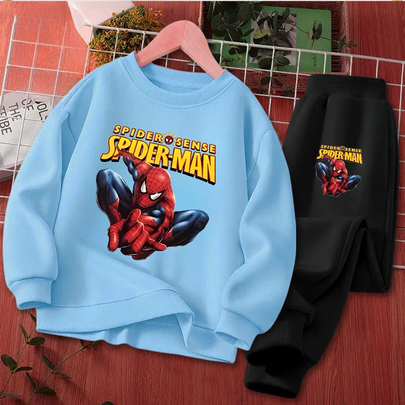 Lente Nieuwe Stijl Casual Kinderkleding Sets Anime Spiderman Jongens Trui Lange Broek Tweedelig Pak Marvel Kids Sweatsuit