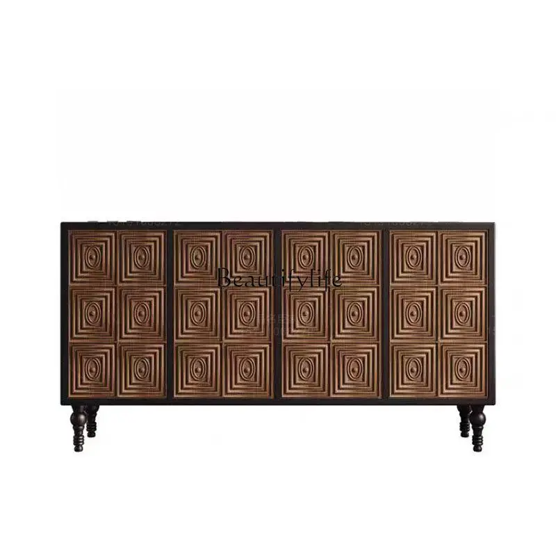 

American-style vintage solid wood entrance door entrance cabinet creative French retro sideboard