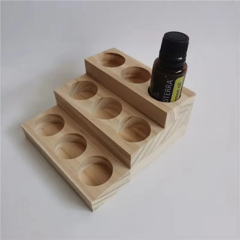 Essential Oil Bottle Storage Rack Perfume Display Stand Wooden Containers Organizer for Cosmetic Bottles 9-Slot