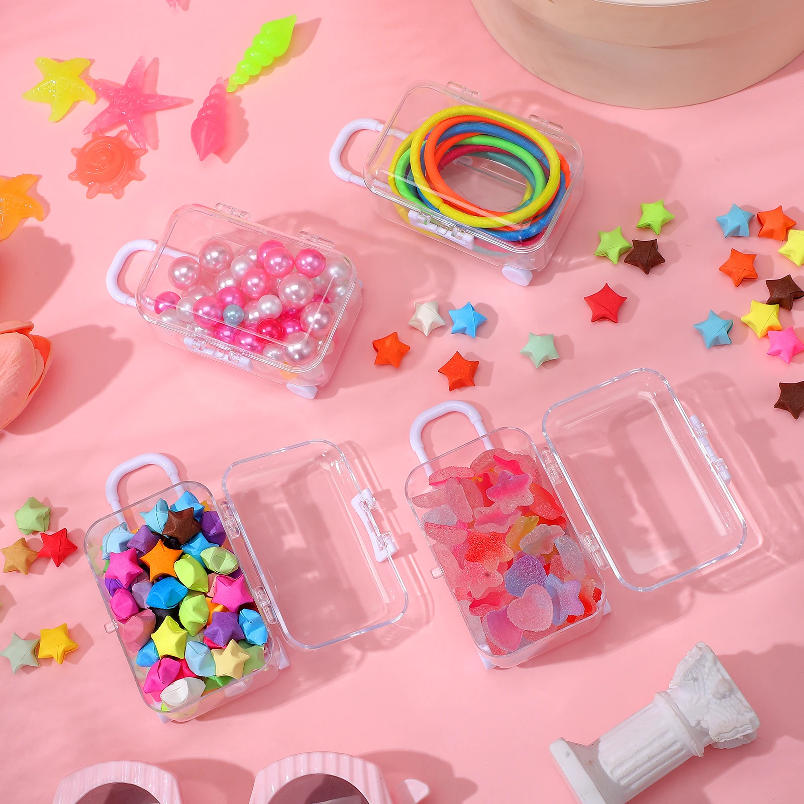 

12 Pcs Suitcase for Mini Travel Party Decorations Themed Plastic Tiny White Favors Boxes Vintage