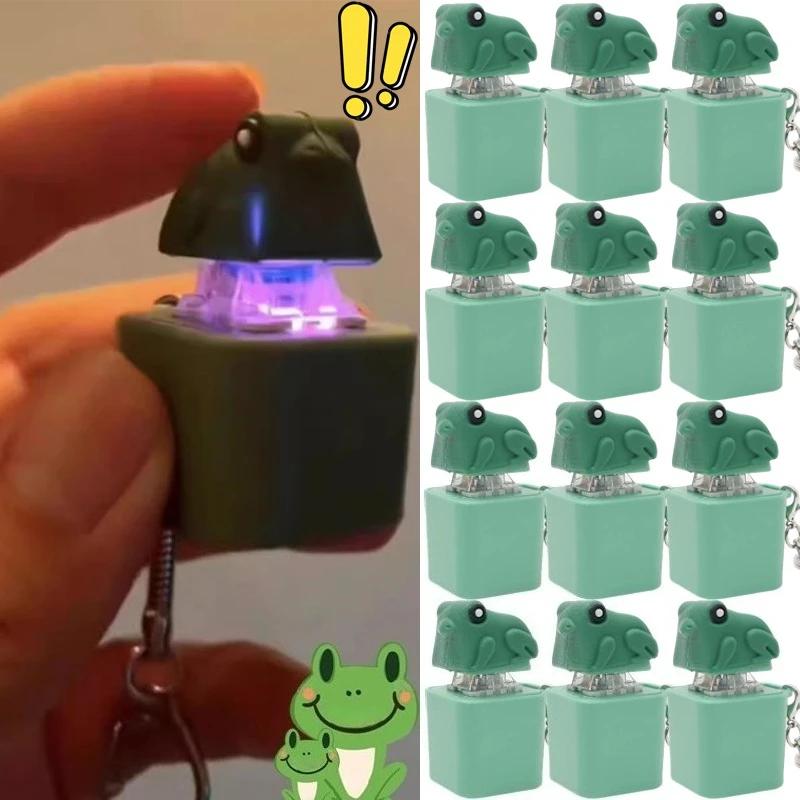 Chaveiros Criativos de Sapo com Luz e Som, Mini Chaveiro Verde Interativo com Botão de Pressão, Brinquedo Porta-Chaves para Bolsas Infantis e Presentes