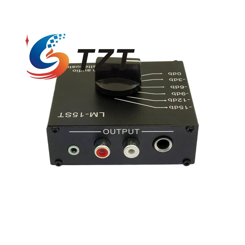 TZT LM-15ST High Level to Low Level Dual Channel Stereo Passive Audio Attenuator Compatible with 3.5mm/6.5mm RCA