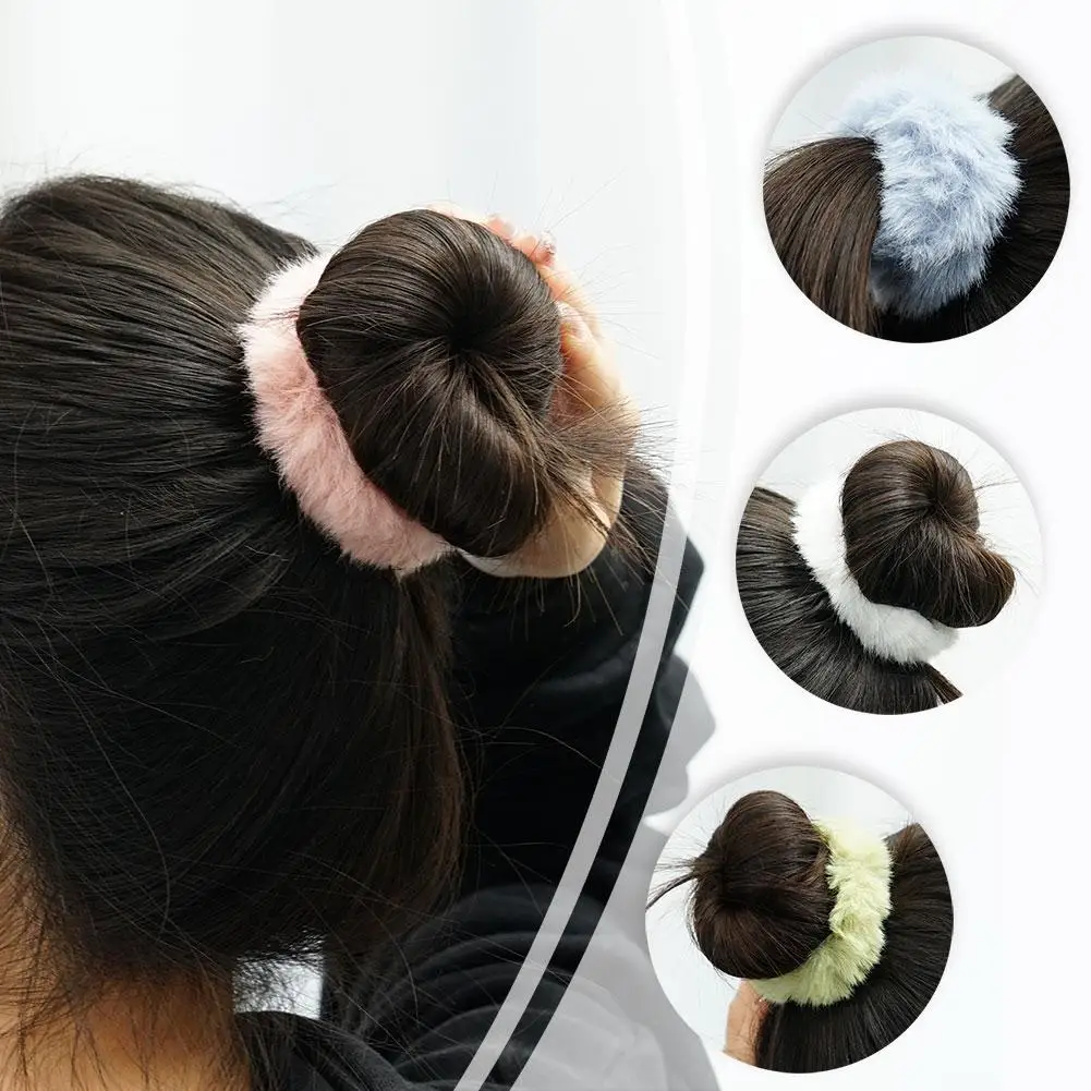 Colorful Fluffy Hair Band For Women Girls Ponytail Holder Hair Tie Plush Scrunchie Rubber Band Fashion Hair Accessories - Image 2