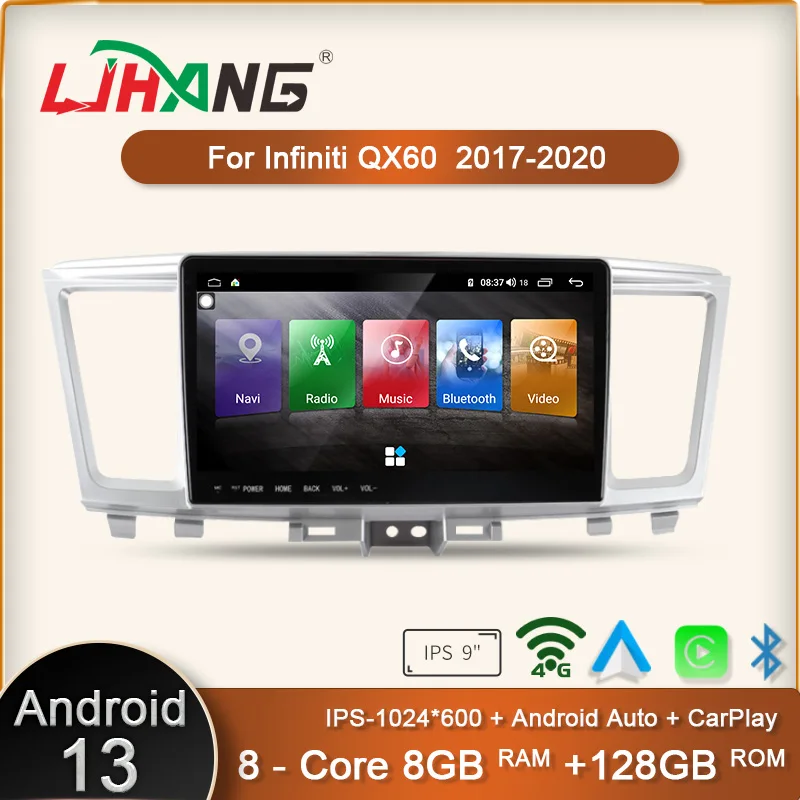 

Ljhang 8+128GB Android 13 Car Multimedia Player For Nissan Infiniti QX60 2017 - 2020 GPS Navigation Radio Stereo DSP 1024*600P