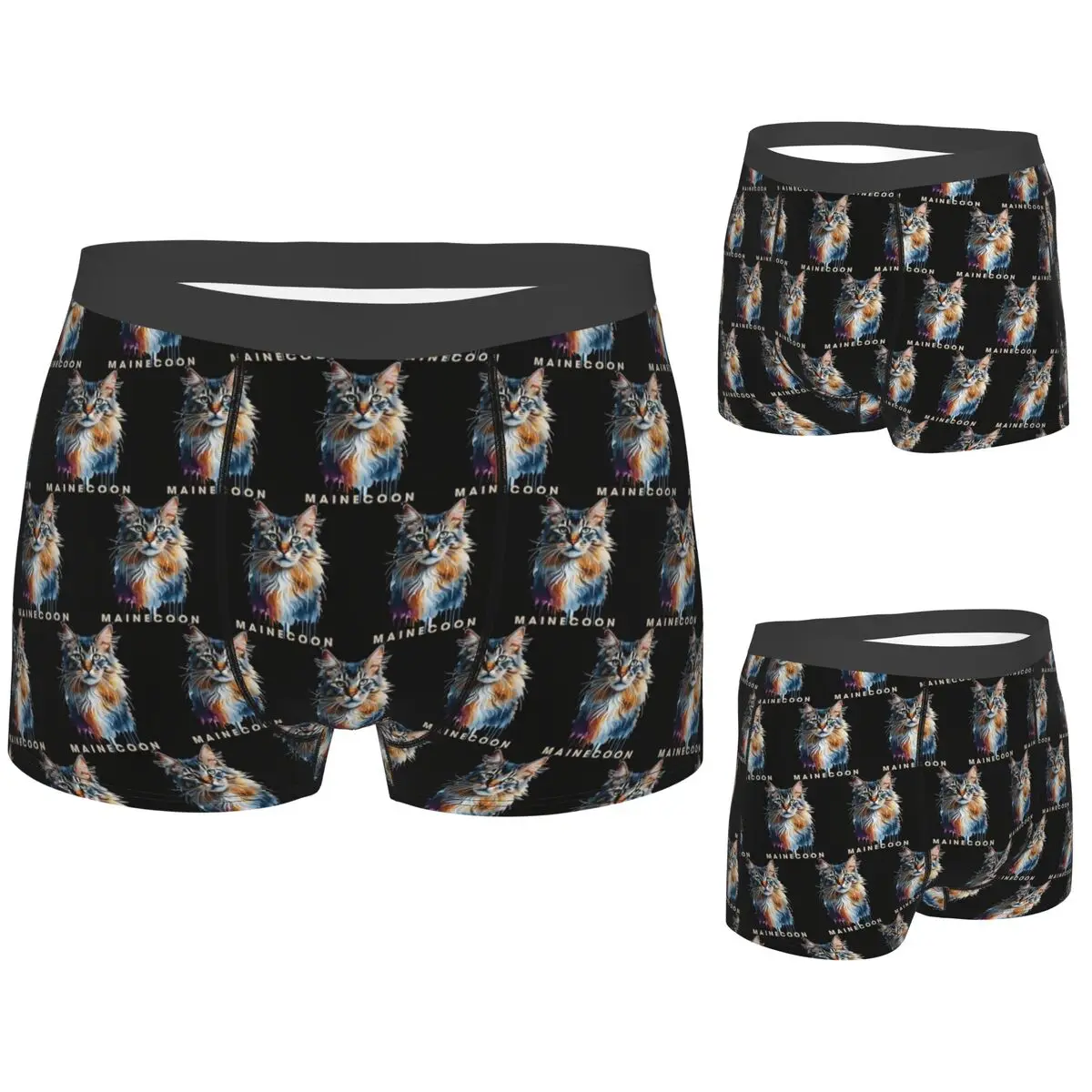 

Boxer Underpants Shorts Colorful Mainecoon, Gorgeous Maine Coon Cat Art Panties Men Comfortable Underwear for Homme Man Gifts